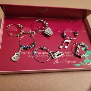 Pewter Wine Glass Musical Instruments Charms